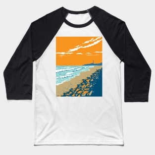 North Ponto Beach in South Carlsbad State Beach California WPA Poster Art Baseball T-Shirt